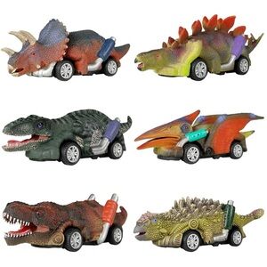 Dinobros Dinosaur Toy Pull Back Cars, 6 Pack Dino Pull back Toys